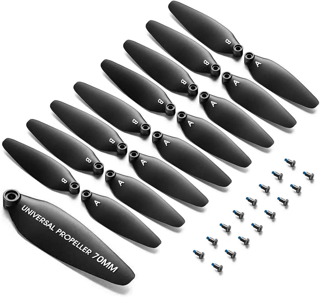 Universal 70mm/2.76In Drone Propellers for S159, S166, S167, S197, V168 Models - Replacement Drone Accessories with Stable and Low-Noise Operation, Easy Installation and Removal,16-Pack (Black)