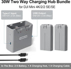 Mini 4K/2 Series Intelligent Flight Battery(2 Pack) with Two-Way Charging Hub, 31mins Max Flight, 2400mAh-7.7V Replacement Battery Fly More kit for DJI Mini 4K/2/2 SE/SE