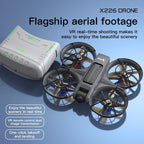 VR FPV Hobby Drone with VR Goggles, One Key Takeoff/Landing, APP Control, Brushless Motor, Dual Batteries, Beginner-Friendly Quadcopter with Propeller Guards, Altitude Hold, Optical Flow Positioning, Dual Cameras & LED Night Lights, a first-person view