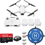 Skyrover S1 4K Drone Fly More Combo with Remote Controller, White, Bundle with 64GB UHS-I U3 microSDXC Memory Card, 15.7 Landing Pad and Strobe Anti-Collision Light