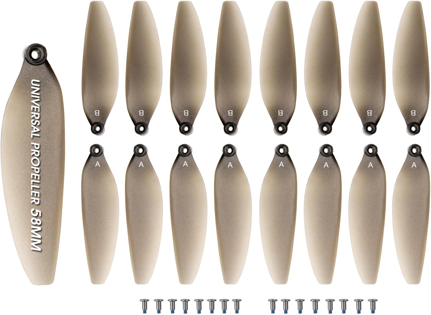 Universal 58mm/2.28In Drone Propellers for E88¡¢E25¡¢K911¡¢S115¡¢S119¡¢A17¡¢S132¡¢F167¡¢X28¡¢X26¡¢L106 Models - Replacement Drone Accessories with Stable and Low-Noise Operation 16-Pack (Gray)