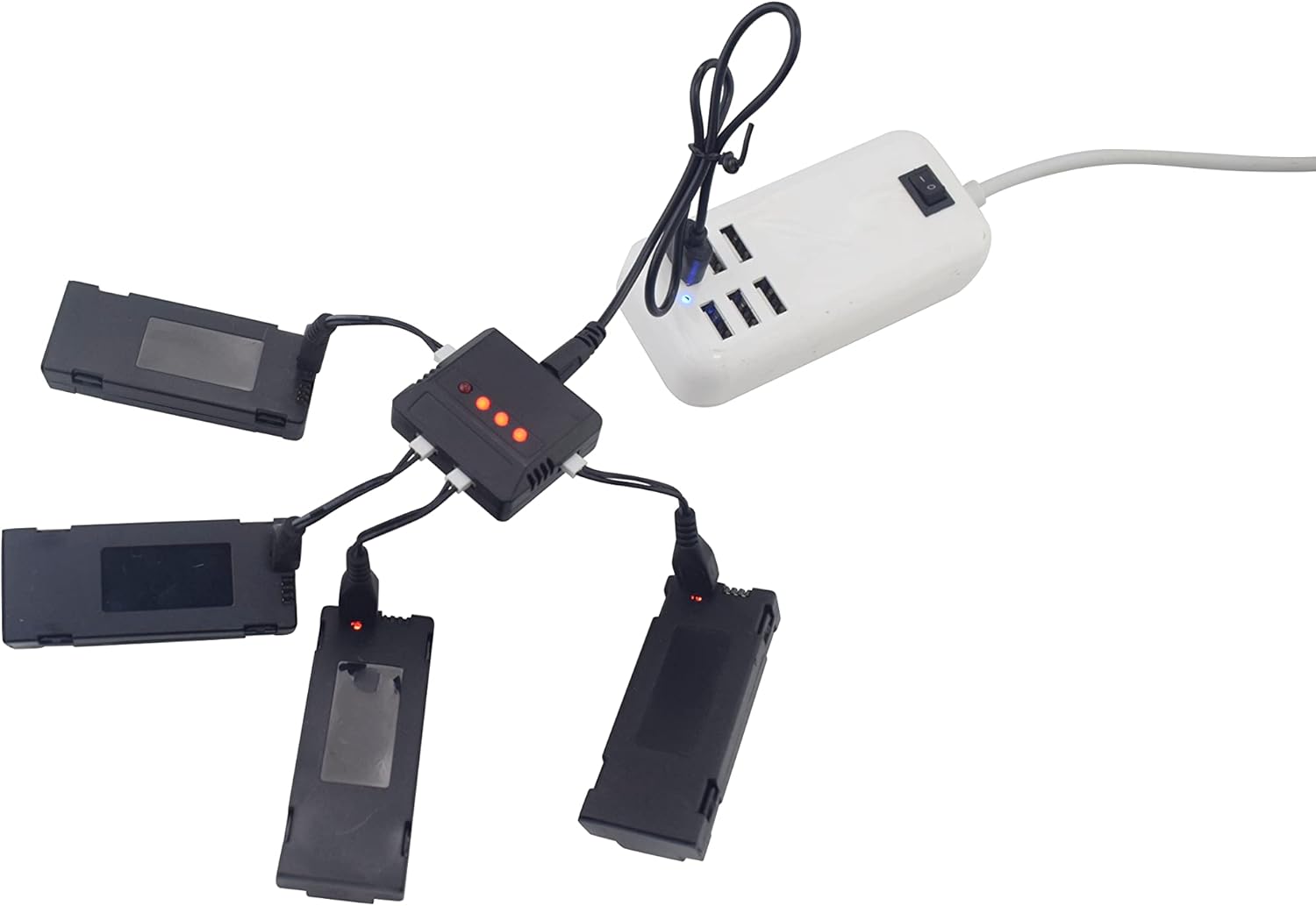 sea jump 4PCS 3.7V 1800mah Lithium Battery with 4in1 Charger for E88 E88PRO E88MAX E525 E99 E99PRO P1 P5PRO K3 S1 P8 RC Four-axis Aircraft Accessories UAV Spare Lithium Battery
