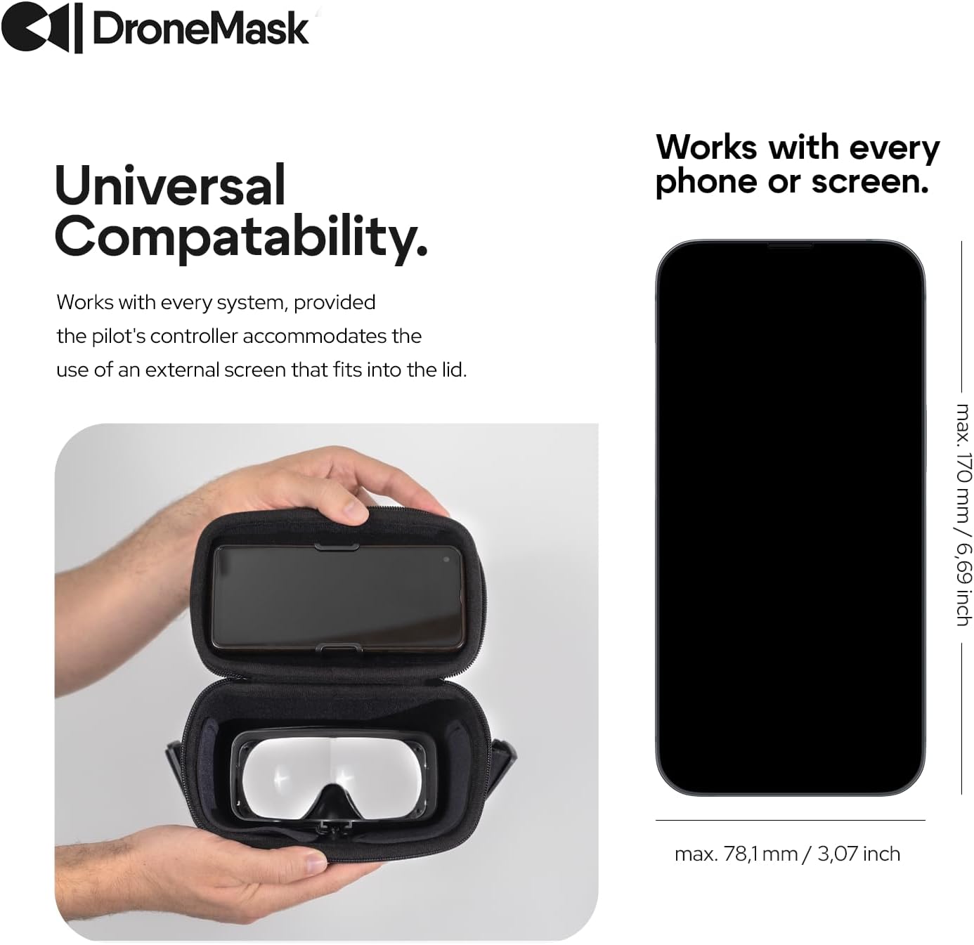DroneMask 2 | FPV Goggles for All Camera Drones | Unibody Lens | HD FPV Goggles | Compatible Versatile Skyview FPV Drone Goggles | Clear Immersive View | All GPS Camera Drone