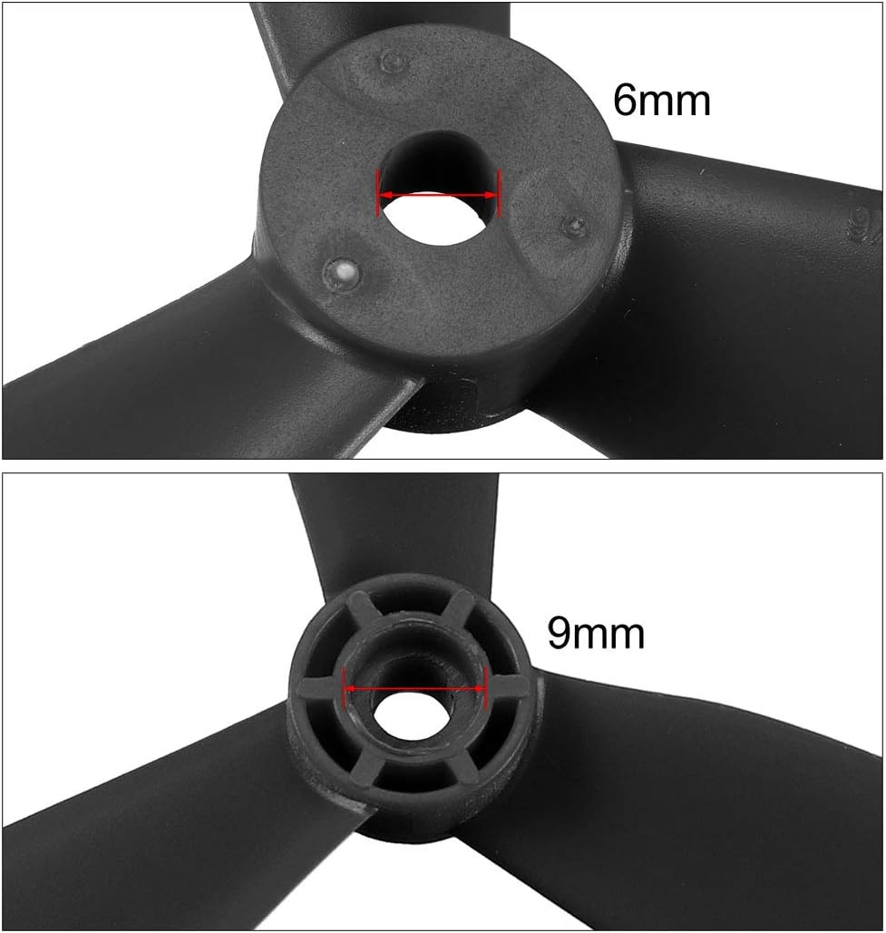 uxcell RC Propellers 3 Prop CW CCW with Adapter Ring 9045 9x4.5 Inch Multi-Rotor for RC Aircraft, Nylon Black 1 Pair
