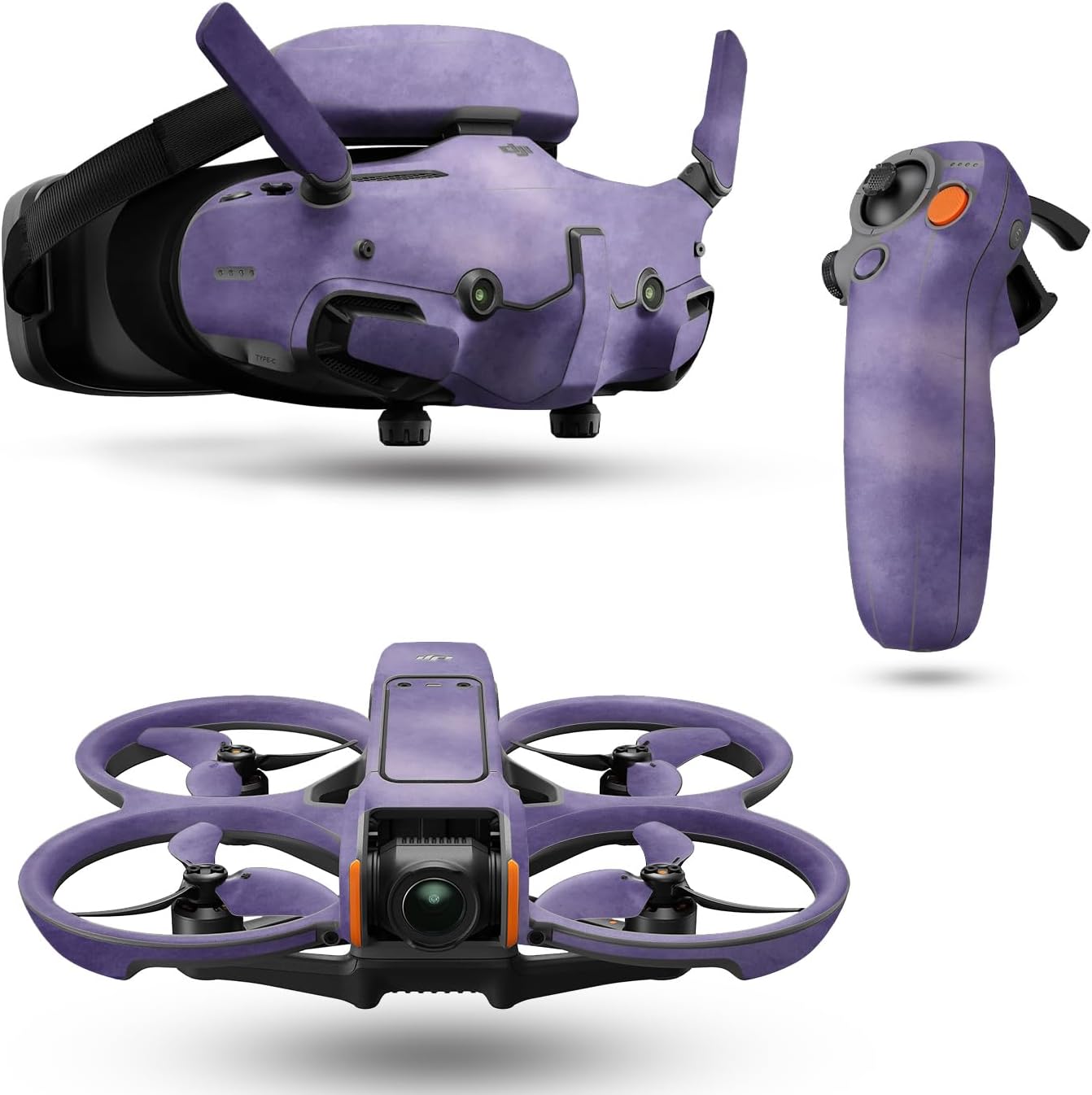 Drone Skin Compatible with DJI Avata 2 Bundle (2024) - Purple Airbrush - Premium 3M Vinyl Protective Wrap Decal Cover - Easy to Apply | Crafted in The USA by MightySkins