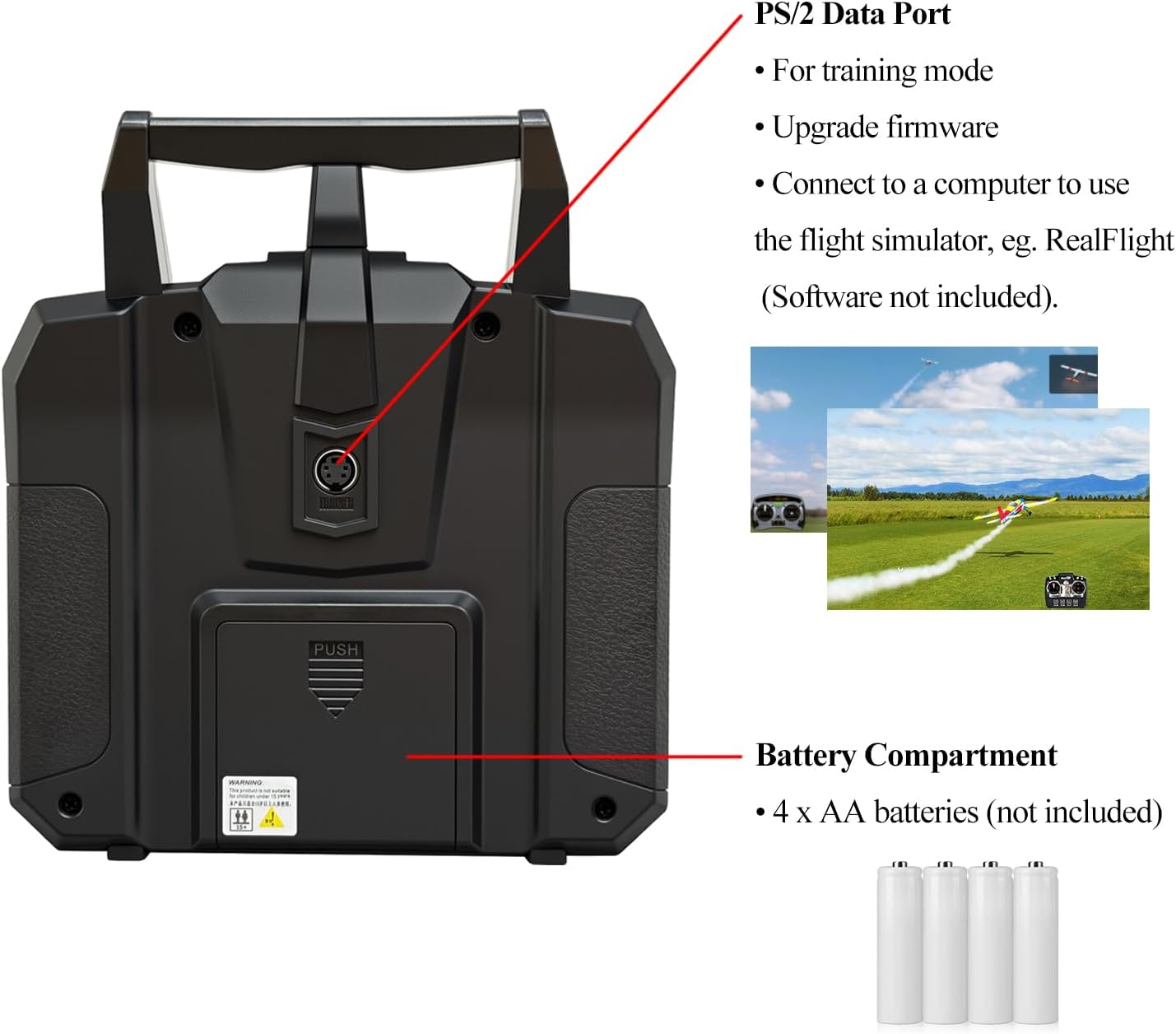 HAWK'S WORK FS-i6X 10 Ch Transmitter, 2.4GHz RC Controller with FS-iA6B Receiver for Drone Multirotor Airplane Helicopter Car Tank Boat (i6X+ iA6B)
