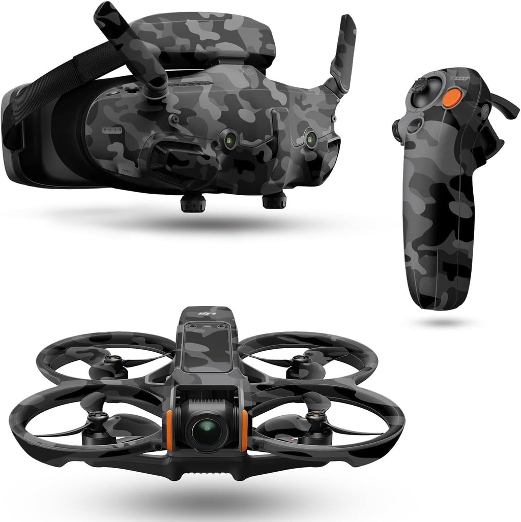 Drone Skin Compatible with DJI Avata 2 Bundle (2024) - Black Camo - Premium 3M Vinyl Protective Wrap Decal Cover - Easy to Apply | Crafted in The USA by MightySkins