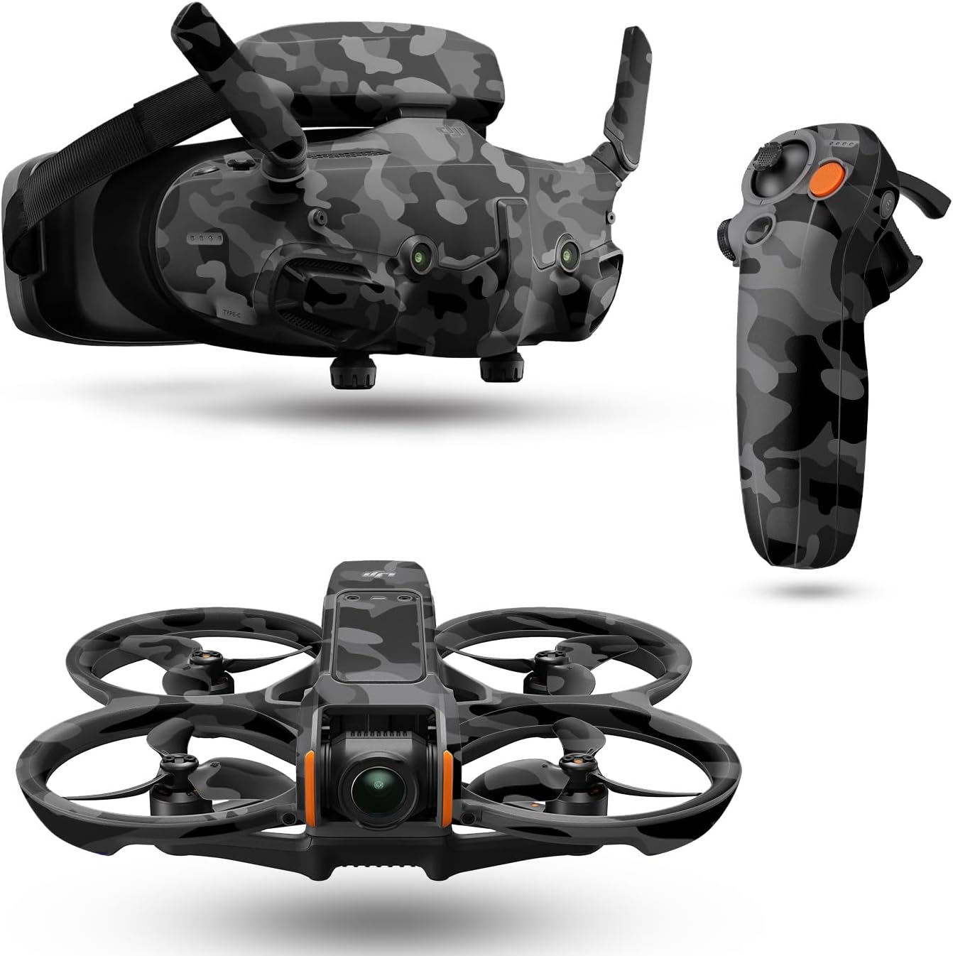 Drone Skin Compatible with DJI Avata 2 Bundle (2024) - Black Camo - Premium 3M Vinyl Protective Wrap Decal Cover - Easy to Apply | Crafted in The USA by MightySkins