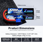 Zeee 3S Lipo Battery 5200mAh 11.1V 80C Hard Case RC Lipo with EC5 Connector for 1/5 1/8 1/10 RC Car Boat Truck Heli Airplane UAV Drone FPV Racing Models(2 Packs)
