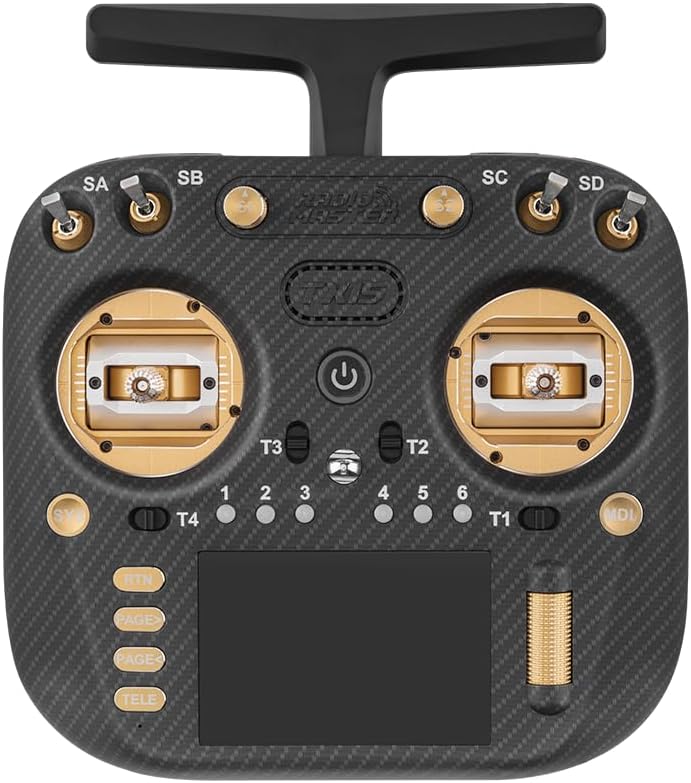 Radiomaster TX15 Max Radio Controller 16 Channel ELRS Transmitter, with AG02 CNC Hall Gimbals/3.5 IPS Touchscreen, Fits FPV Drones/Multirotors/RC Helicopter/Car Boats, Mode 2 (Gold)