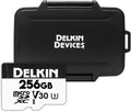 Delkin Devices 256GB microSD Card (100MB/s) + Rugged CFexpress/SD/microSD Storage Tote ¨C High-Speed Memory Card + Weather-Resistant Case Bundle for Cameras, Drones & Action Cameras