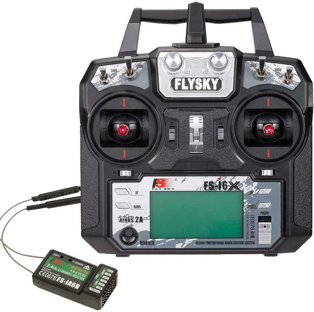 FLYSKY FS-i6X 10CH 2.4GHz RC Transmitter Controller with FS-iA6B Receiver Upgrade Cable for RC Boat Racing Drone (Mode_2)