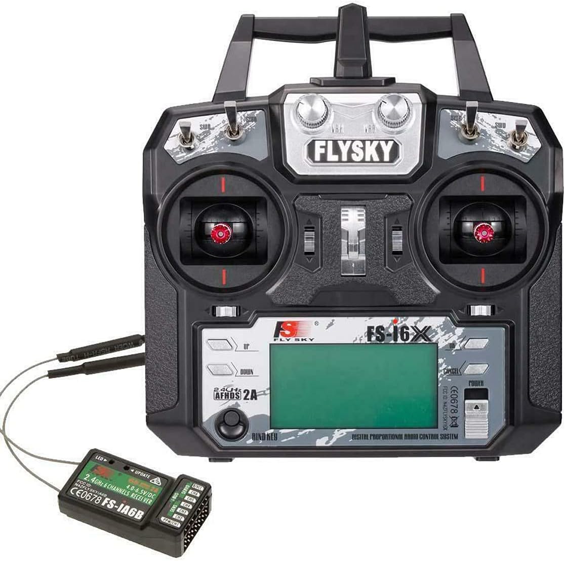 FLYSKY FS-i6X 10CH 2.4GHz RC Transmitter Controller with FS-iA6B Receiver Upgrade Cable for RC Boat Racing Drone (Mode_2)