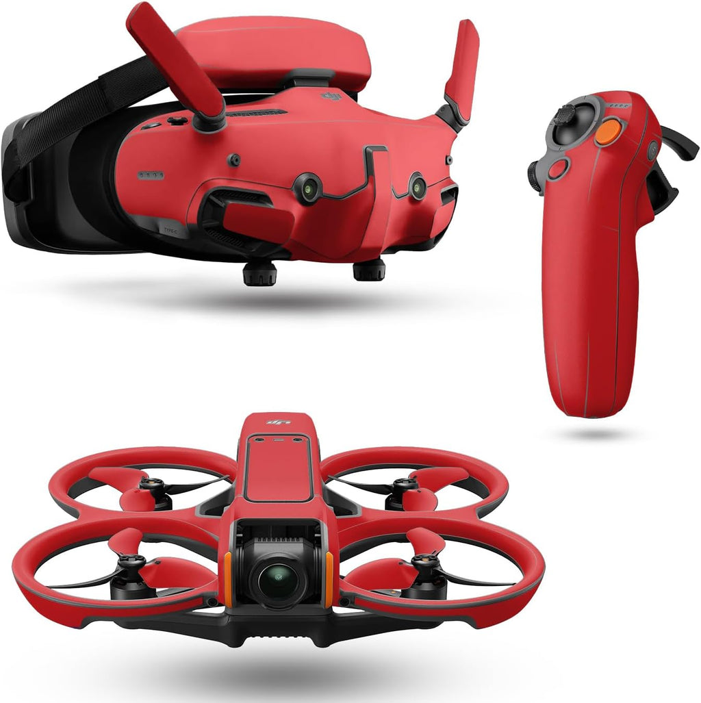 Drone Skin Compatible with DJI Avata 2 Bundle (2024) - Solid Red - Premium 3M Vinyl Protective Wrap Decal Cover - Easy to Apply | Crafted in The USA by MightySkins