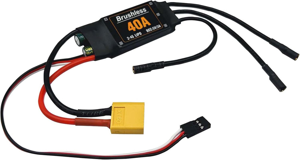 40A Brushless ESC 2-4S Speed Controller 5V 3A BEC with XT60 Plug for RC Drone Airplanes Multi-axis Aircraft Helicopter