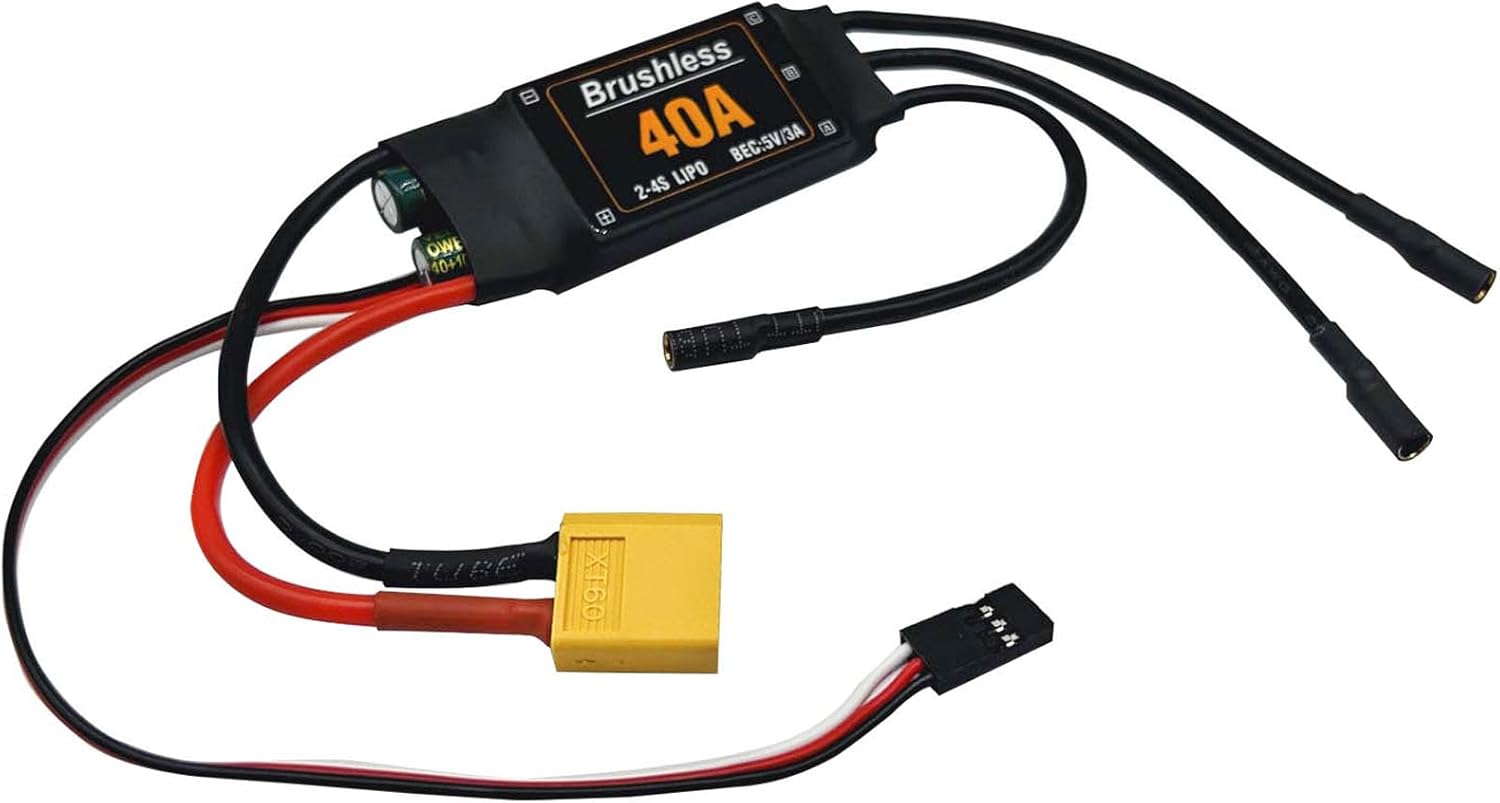 40A Brushless ESC 2-4S Speed Controller 5V 3A BEC with XT60 Plug for RC Drone Airplanes Multi-axis Aircraft Helicopter