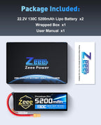 Zeee Premium Pro 6S 5200mAh Lipo Battery 22.2V 130C with XT90 Connector Ultra-Low Internal Resistance Soft Pack Lipo Battery for RC Car Truck RC Drone Boat Helicopter Airplane Racing Models (2 Packs)