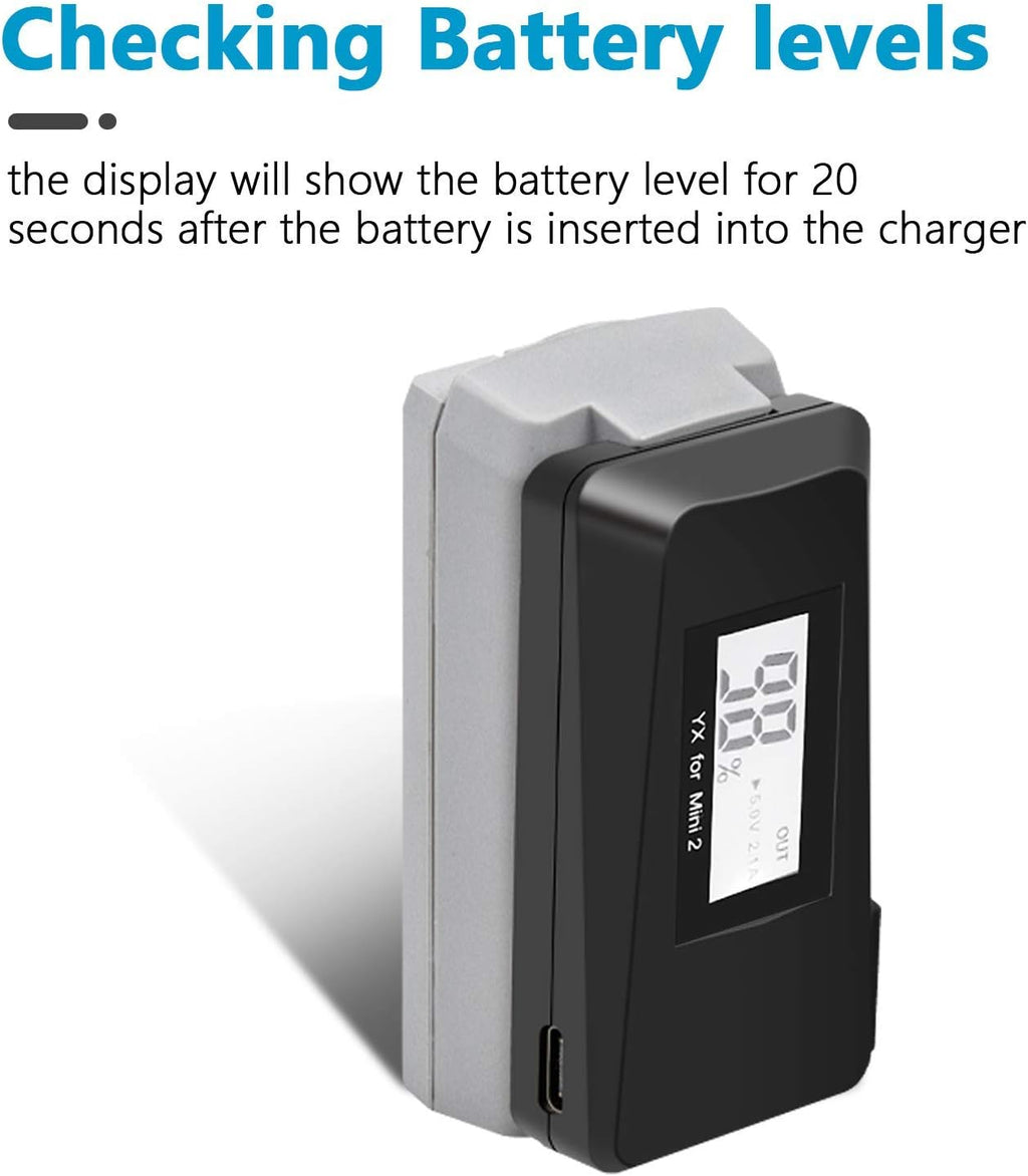 Hanatora USB Battery Charger with Quick Charge 3.0 for DJI Mini 4K/2/Mini SE/2 SE Drone,Indicator Display Raqid Charging Hub Accessories,Check Battery Level