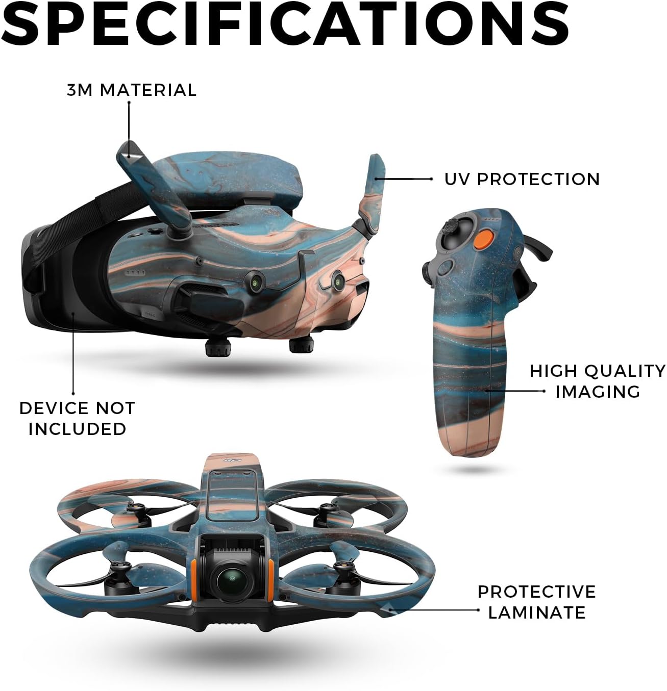 Drone Skin Compatible with DJI Avata 2 Bundle (2024) - Sea Dunes - Premium 3M Vinyl Protective Wrap Decal Cover - Easy to Apply | Crafted in The USA by MightySkins