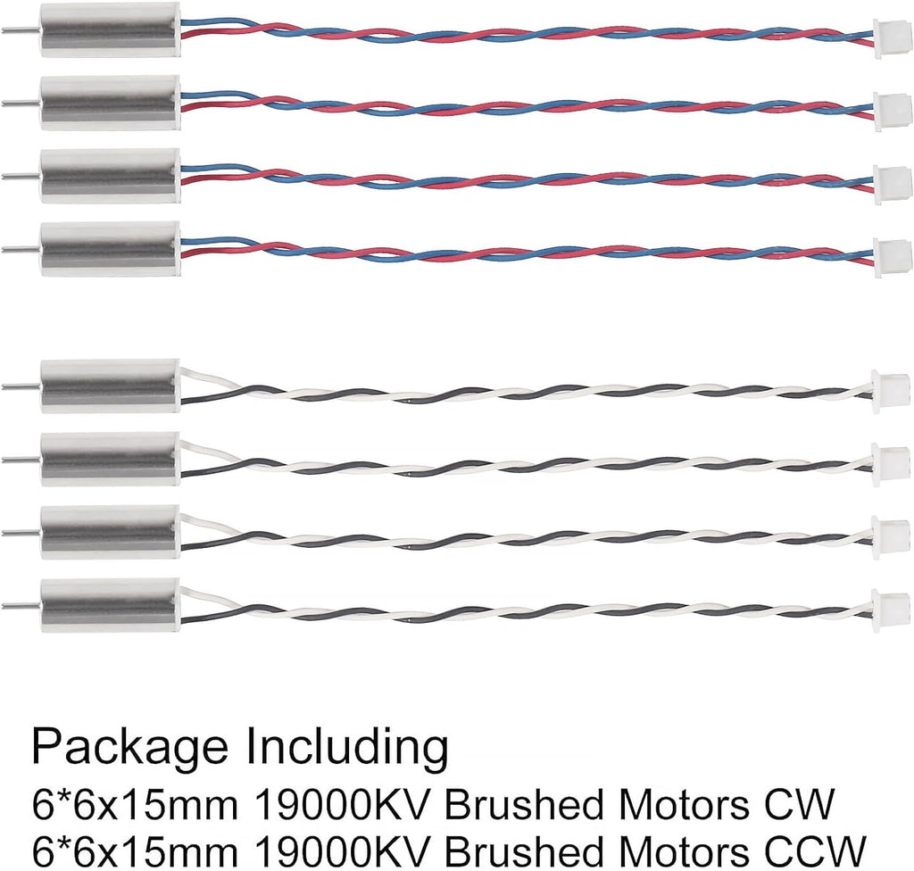 8pcs 615/6x15mm Motor 19000KV Insane Tiny Whoop Drone Frame Brushed Motors 4CW 4CCW Coreless Motor with JST-1.25 Connector for Model Aircraft/UAV/Quadcopter/Toy Aircraft, etc