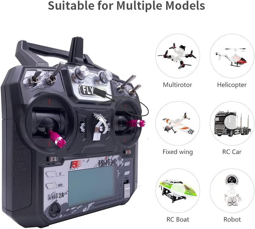 FS-i6X RC Transmitter and Receiver FS-iA6B iBus 10 Channel or PWM 6CH 2.4GHz Fly AFHDS2A Sky Radio Control System for FPV Drone Multirotor, Fixed-Wing, RC Car, RC Boat (Mode-2)