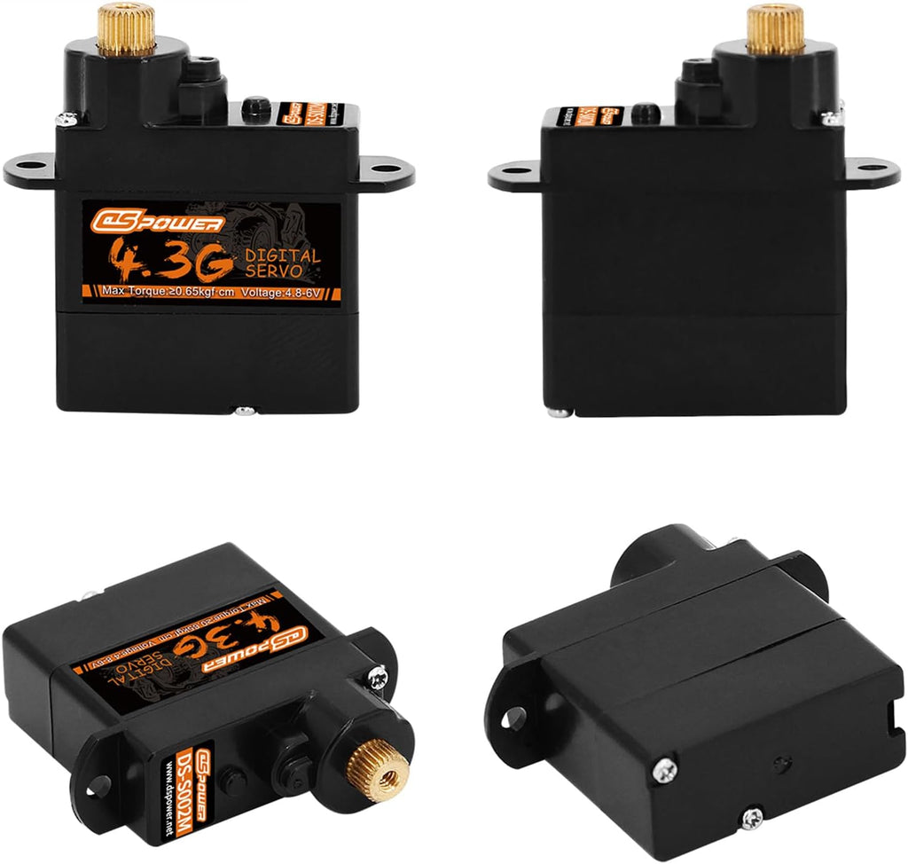 2PCS 4.3G Mini Servo, RC Micro Digital Servo Motor Metal Gear Coreless Steering Servos for Fixed-Wing Helicopter Airplane Drone 1/24 1/28 RC Car SCX24 Boat Robot Toy