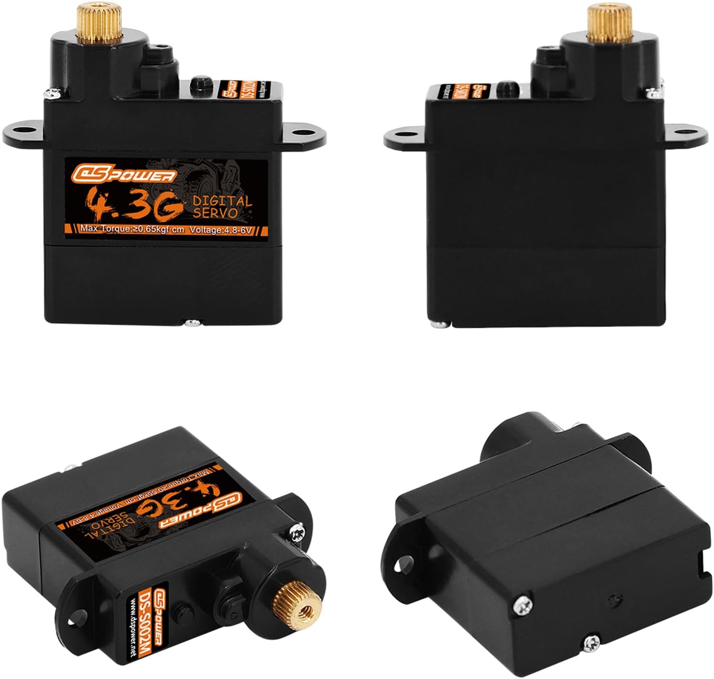 2PCS 4.3G Mini Servo, RC Micro Digital Servo Motor Metal Gear Coreless Steering Servos for Fixed-Wing Helicopter Airplane Drone 1/24 1/28 RC Car SCX24 Boat Robot Toy