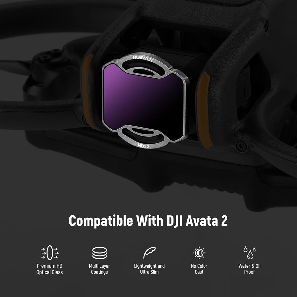 NEEWER Snap On ND&UV Filter Set Compatible with DJI Avata 2, 6 Pack UV & Neutral Density Filters ND8 ND16 ND32 ND64 ND256 Drone Lens Accessories with Ultra Slim Frame & Double Sided Coated HD Glass