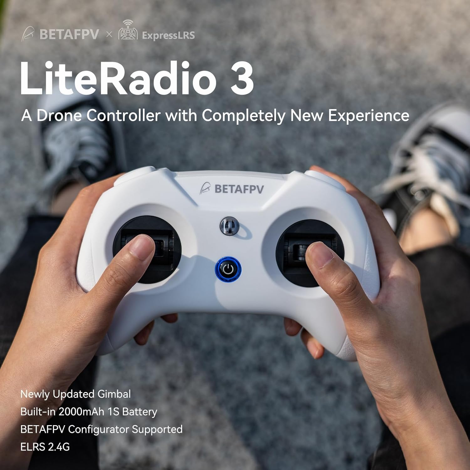 BETAFPV ELRS V3 LiteRadio 3 RC Radio Transmitter with Nano Bay for External TX Module, Support FPV Simulator BETAFPV Configurator V2 Firmware Update Joystick Calibration for FPV Drone Quad - Mode 2