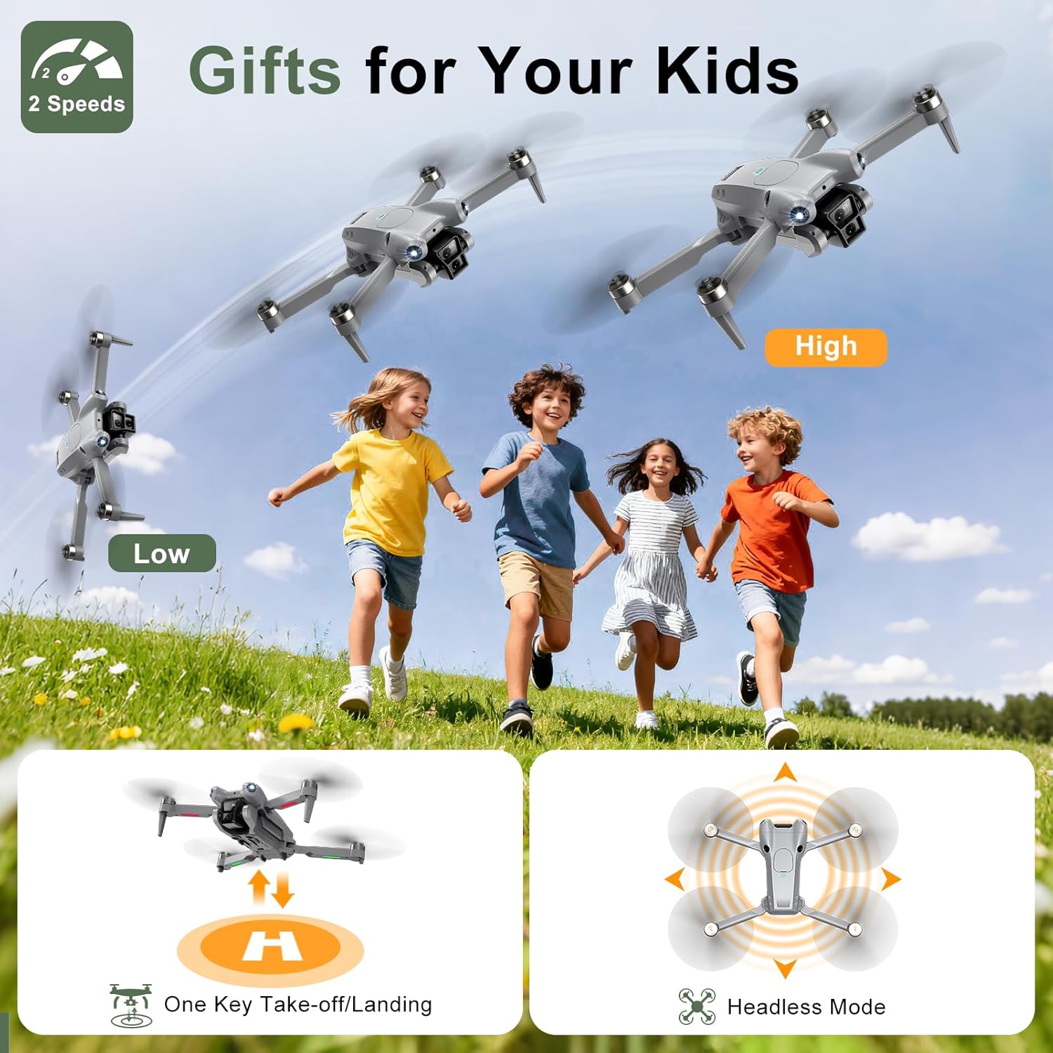 PRO Drone with Camera for Adults 4K,Brushless Motors Drone for Kids Beginners,40mins Flight Time with 2 Batteries,FPV Foldable RC Quadcopter,Toys Gifts for Teen Boys Girls, Beginner£¨Grey£©