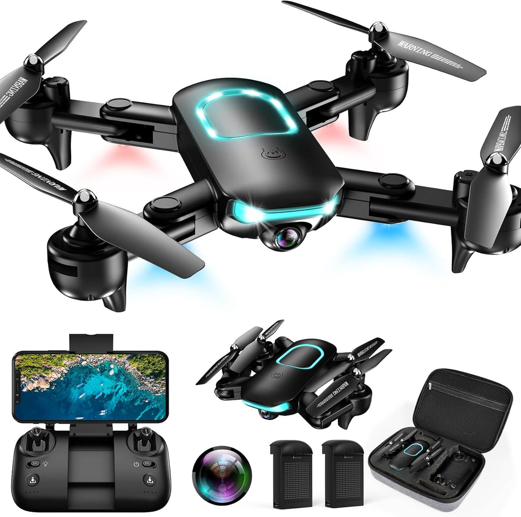Drone with Camera, Foldable Drone for Beginners with 1080P Camera, Upgrade Altitude Hold, Circle/Rotating/Waypoint Fly, 3D Flip, One Key Start, 3 Speed Mode, 2 Batteries