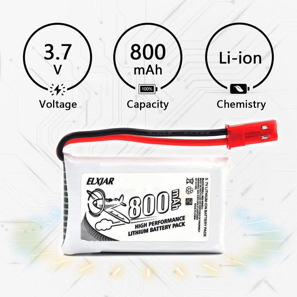 Coonyard (10-Pack) 3.7V 800mAh Lithium Battery with 5-in-1 Charger for SYMA X5C X5C-1 X5 X5SC X5SW H5C V931 S5C S5W SS40 FQ36 T32 T5W H42 CW4 Remote Control Drone
