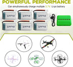 sea jump 6PCS 3.7V Lipo Battery 420mAh 25C with 6in1 Charger Molex Plug Compatible with Most RC Drone Quadcopters, Aerial Drones, Gliders, Robot Batteries