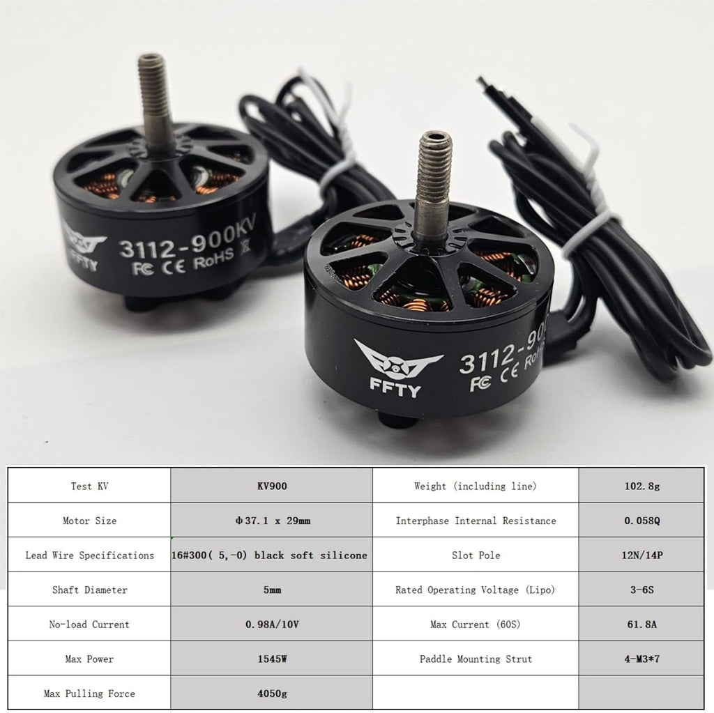 4 Pcs 3112 900KV Brushless Motor for Drone ¨C High-Power BLDC Motor for 9-10 inch Props, 1545W Max, FPV Drone Motors, Brushless RC Motor for Quadcopter, Hexacopter, RC Plane (4)