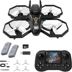D79Pro FPV Drone with Screen Controller, Crossing drones, Altitude Hold, One Key Take Off/Landing, Active Obstacle Avoidance,360 Degree Flip, Two-batteries. (Black-2 batteries)