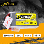 TATTU R-Line 850mAh 14.8V 95C 4S LiPo Battery Pack with XT60 Plug for Multirotor FPV from Size 100 to 180