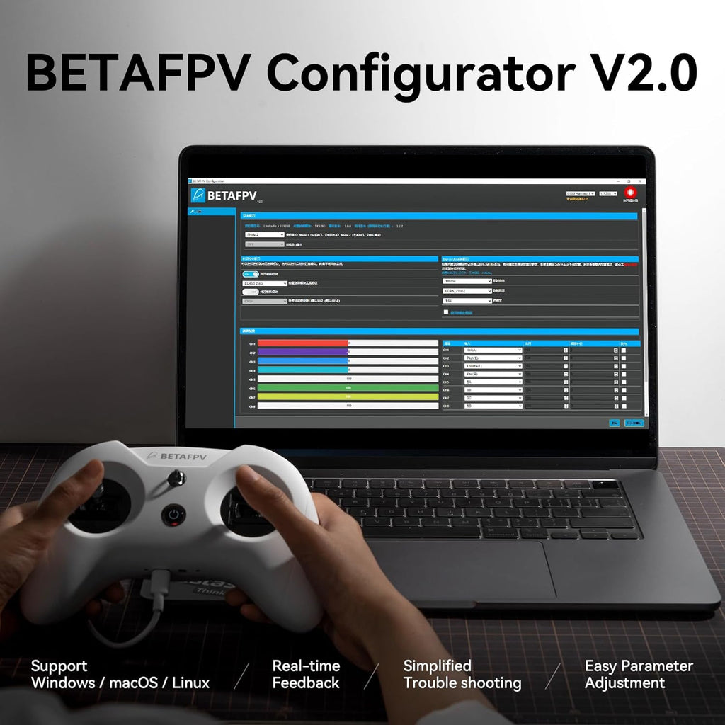 BETAFPV ELRS V3 LiteRadio 3 RC Radio Transmitter with Nano Bay for External TX Module, Support FPV Simulator BETAFPV Configurator V2 Firmware Update Joystick Calibration for FPV Drone Quad - Mode 2