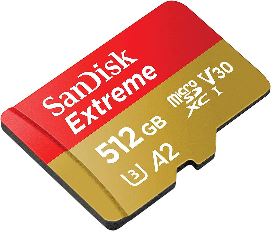 SanDisk 512GB Memory Card Micro SDXC Extreme Works with DJI Drone Series Mini 4 Pro (SDSQXAV-512G-GN6MN) V30 A2 4K UHD UHS-I Bundle with (1) Everything But Stromboli MicroSD Card Reader