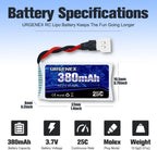 URGENEX 5PCS 3.7V 380mAh Drone Battery 25C 1S Lipo Battery with 5in1 Charger for SYMA Q11 AT-96 TR-C385 TR-P51 TR-F22 H99W H31 H6C H98 Holy Stone HS170G HS170 HS170C HS230 Drone Quadcopter Aircraft