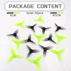 RC Propeller 2023 2 Inch 3-Blade Propeller 3 Holes Props for Gemfan Hurricane for 1105-1108 Brushless Motor RC Drone FPV Racing Toothpick 8CW 8CCW(Gray, Green)