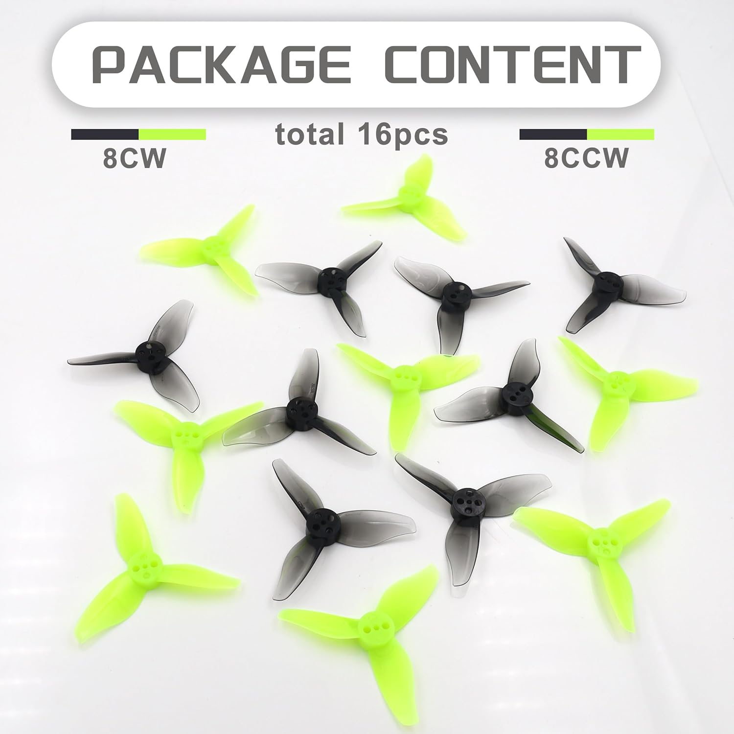 RC Propeller 2023 2 Inch 3-Blade Propeller 3 Holes Props for Gemfan Hurricane for 1105-1108 Brushless Motor RC Drone FPV Racing Toothpick 8CW 8CCW(Gray, Green)