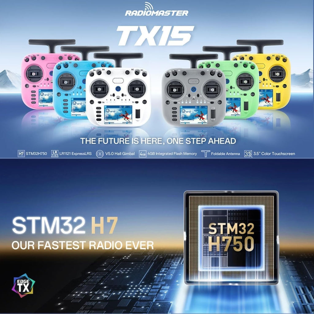 Radiomaster TX15 Radio Controller 2.4GHz 16 Channel EdgeTX Radio Transmitter, with V5.0 Hall Gimbals/3.5 IPS Touchscreen, Fits FPV Drones/Multirotors/RC Helicopter/Car Boats, Mode 2 (Blue)