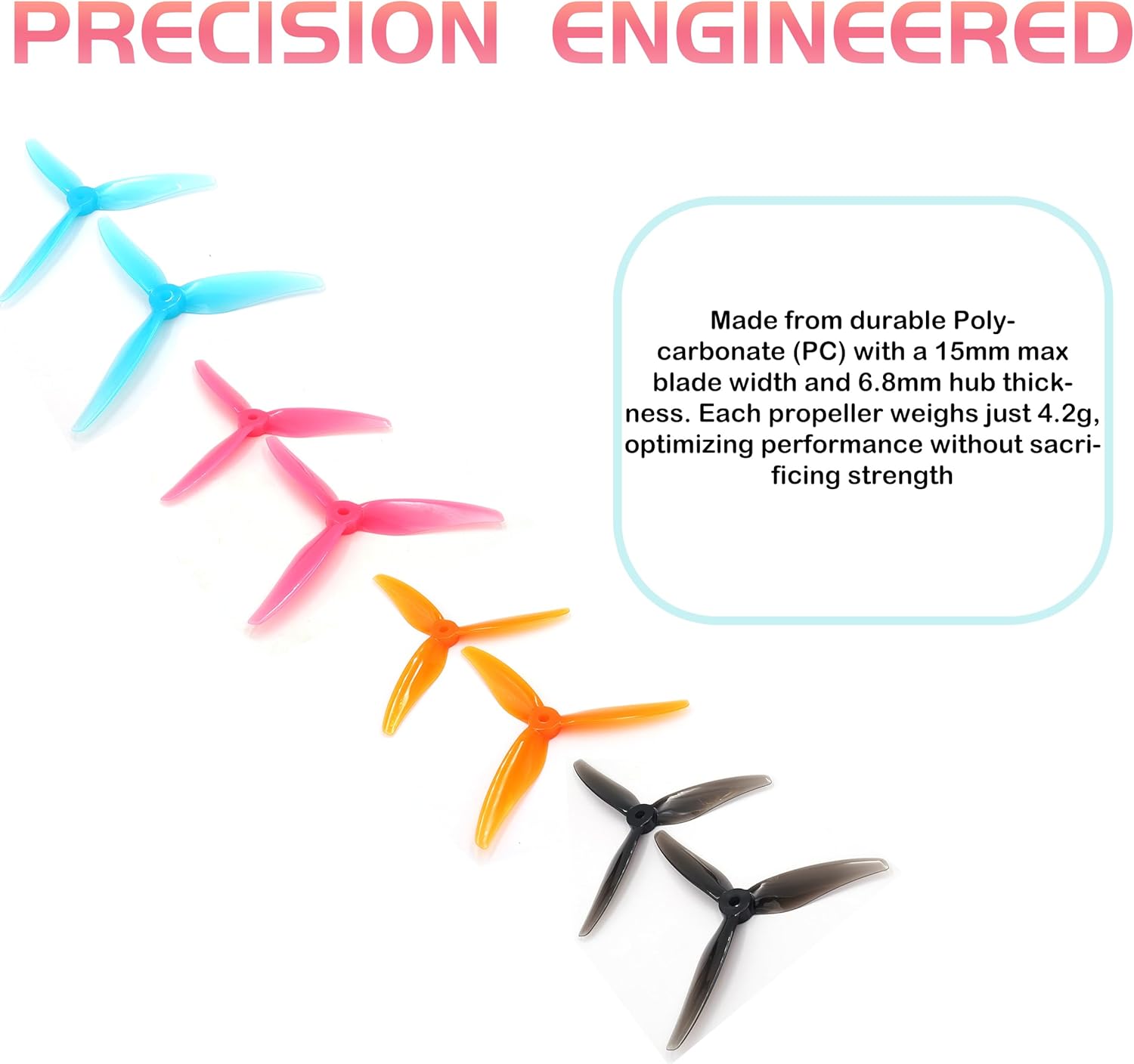 GEMFAN Hurricane 51466V2 Propellers 3-Blades Props 5.1 Inch Propeller Compatible with 2207 2208 2205-2306 Brushless Motor FPV Racing Drone(Pack of 16pcs)