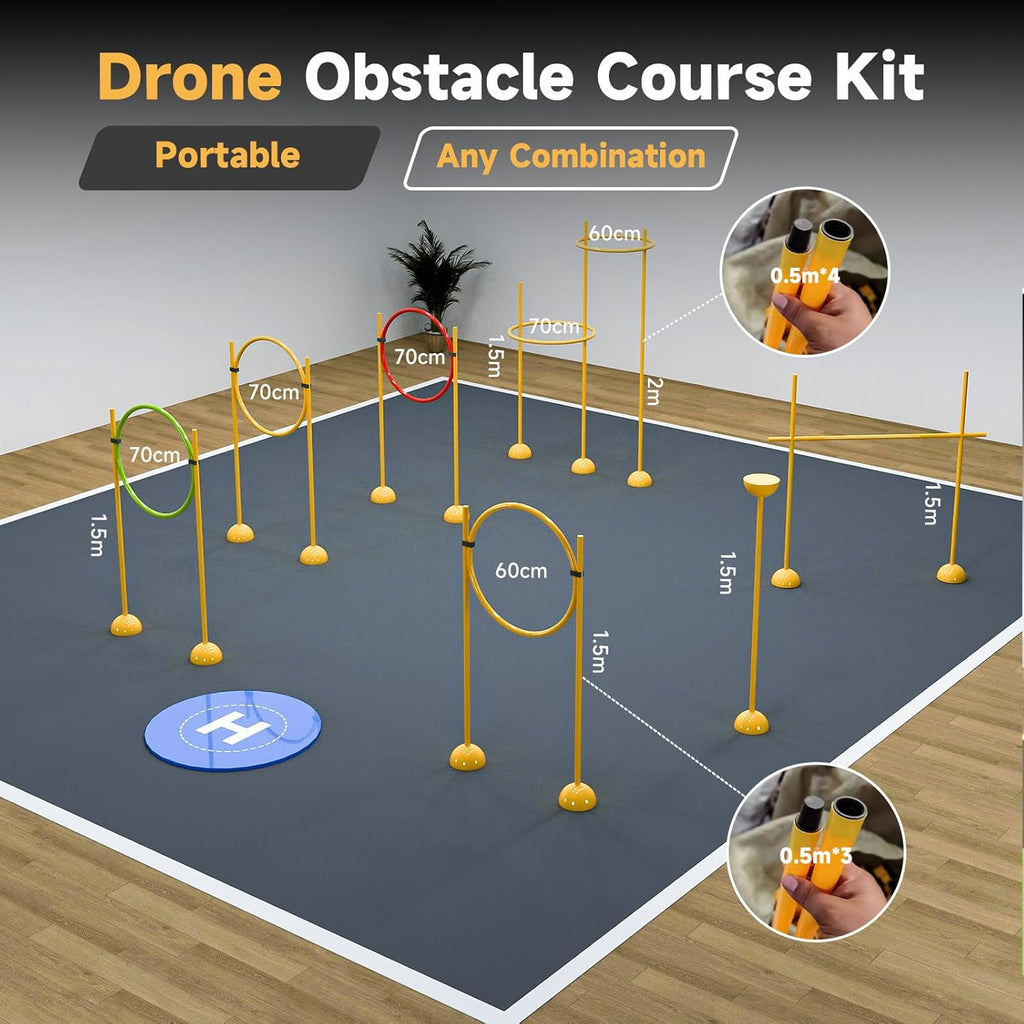 Drone Obstacle Course, DIY Drone Building Kit - Indoor or Outdoor Practice Equipment for RC FPV Racing Drones - Portable Game Loop Gate System for Competitions