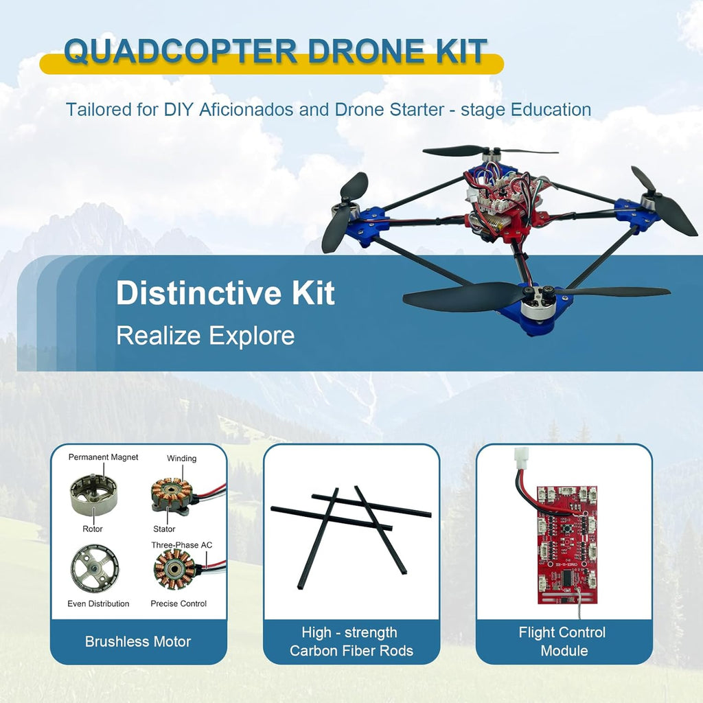 Quadrotor Drone DIY Kit: A Unique STEM Project with Brushless Motor, Optical Flow Hovering, One-Click Takeoff and Landing, and 360¡ã Flip for DIY Enthusiasts to Learn Drone Basics
