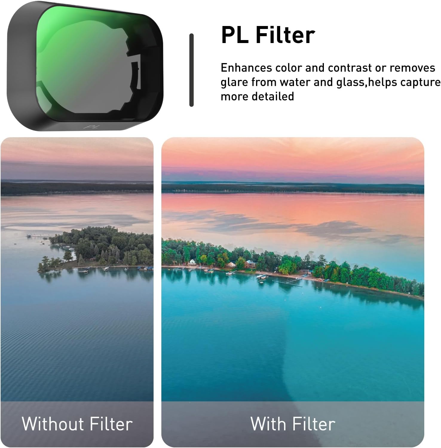ND Filter Set for DJI Mini 3 / Mini 3 Pro Drone, 4 Pack PL ND8 ND16 ND32 Neutral Density Filter, Multi Coated HD Optical Glass with Aluminum Alloy Frame