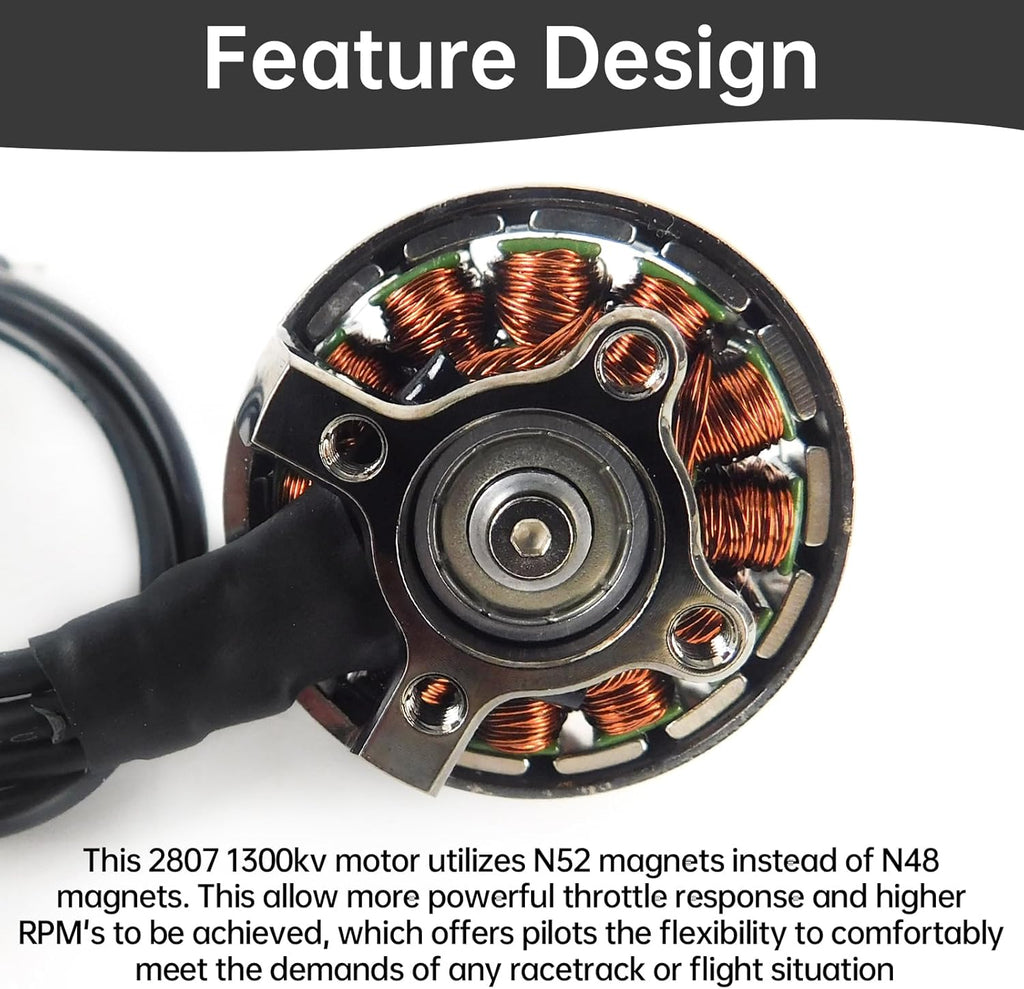 ECO II 2807 Brushless Motor 1300KV 3-6S RC Motor for RC FPV Racing Multicopter RC Drone Quadcopter Spare Parts RC Parts, rc Plane Motor Drone Motor 4PCS