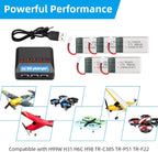 Crazepony 3.7V 400mAh Lipo Battery 5-Pack Lipo Battery with 5-in-1 Battery Charger for Syma H99W H31 H6C H98 TR-C385 TR-P51 TR-F22 Quadcopter