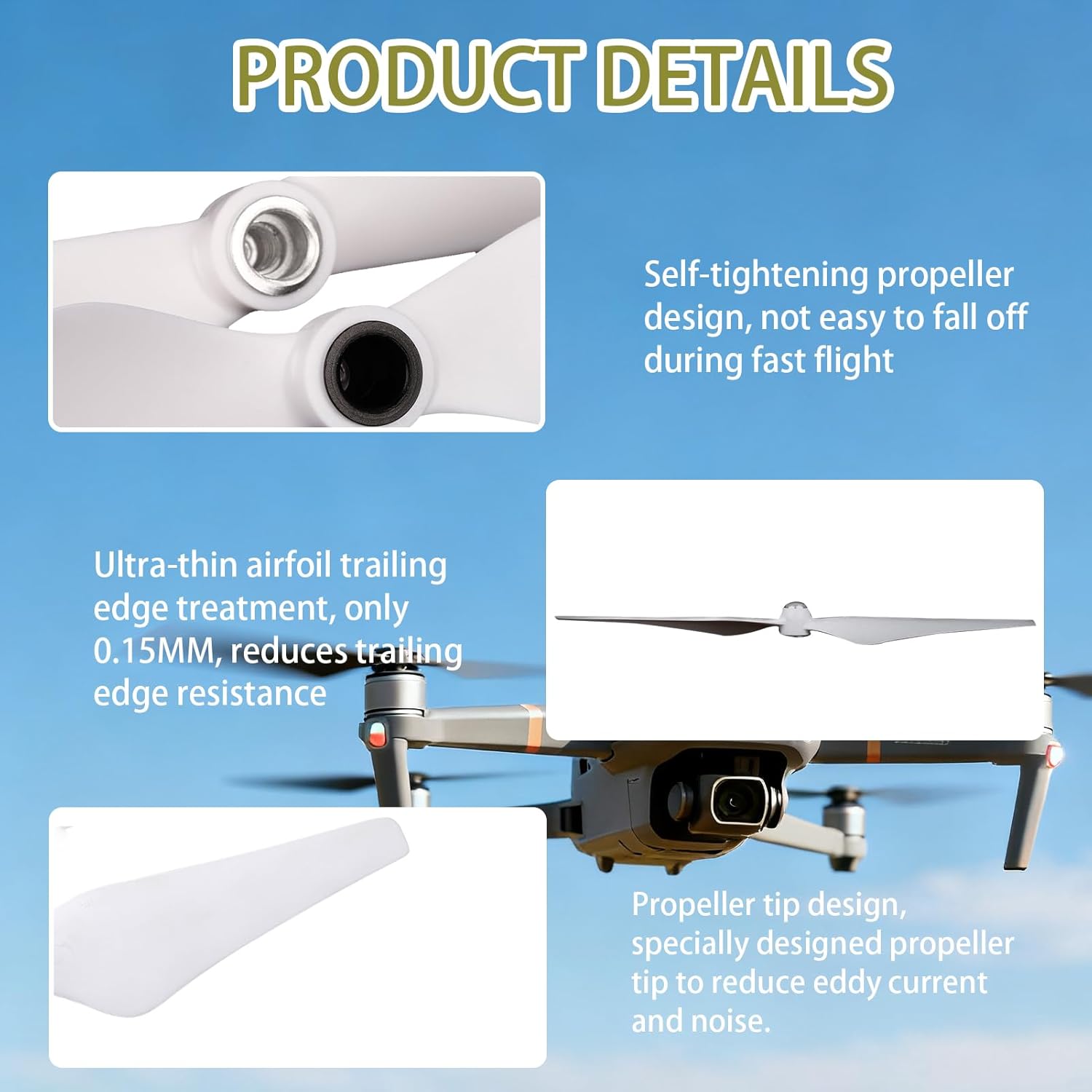 4 Pairs Replacement 9450 Self-Tightening £¨CW/CCW £© Propellers £¬ for DJI Phantom 2, 3 Professional, Advanced Series?,Low Noise Propeller, Replacement Parts for Drone Blades