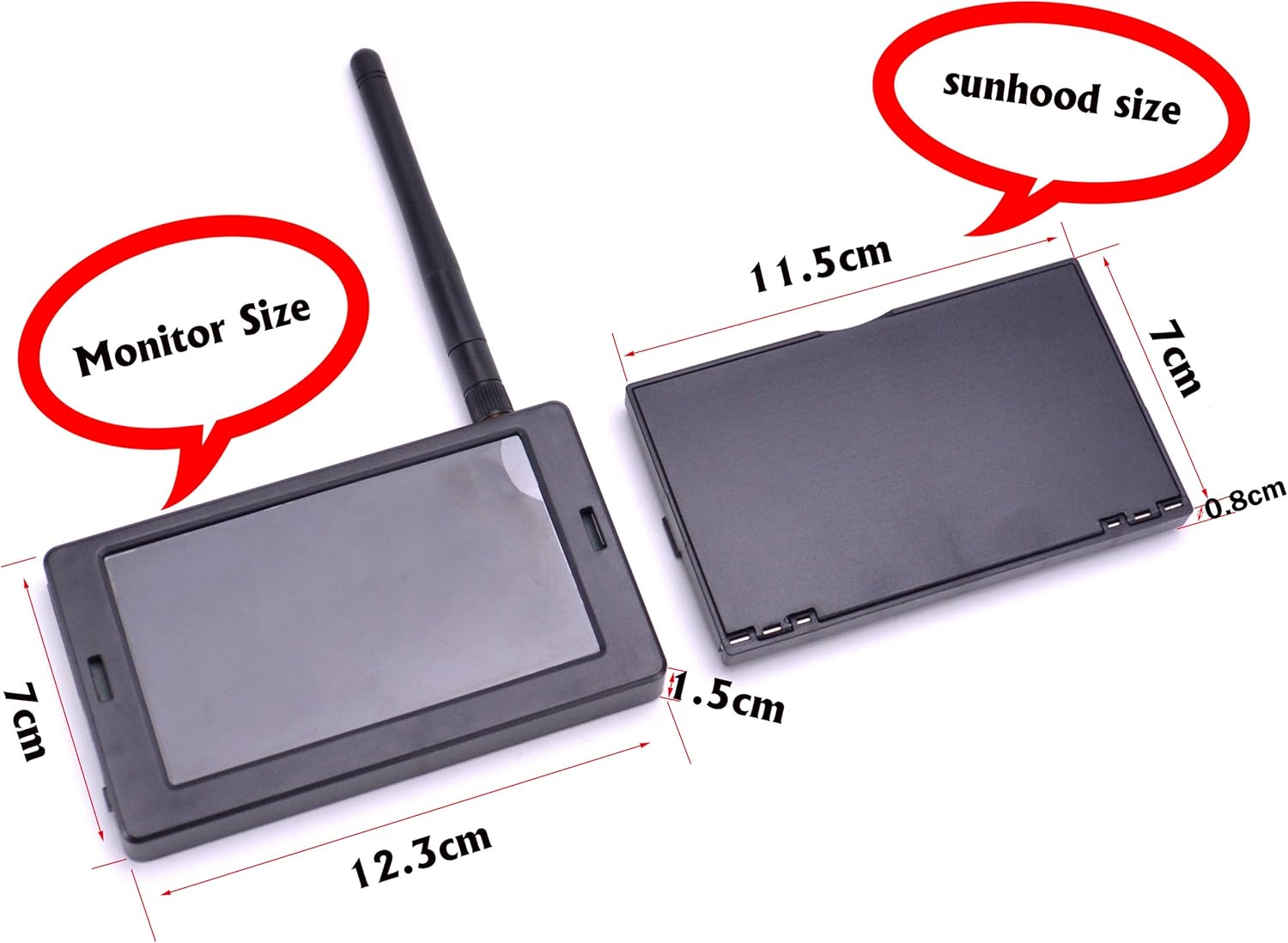 Readytosky 4.3 FPV Monitor 48CH 480 x 272 LCD Reciever Monitor Auto Search with OSD Built-in Battery+Sunshade Hood for FPV Drone Quadcopter